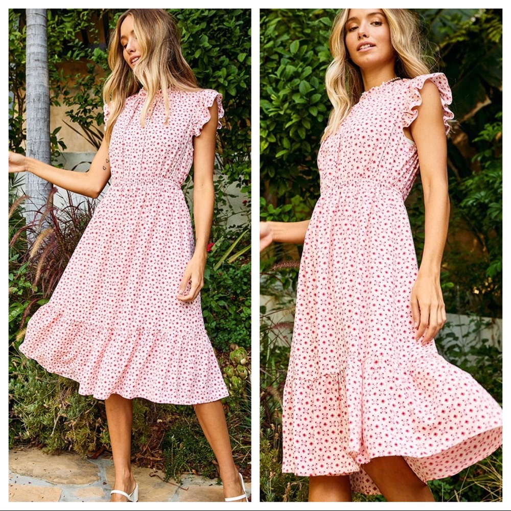 #27 Fabulous ruffle short sleeves peasant midi length Boho Dress - Picture 2 of 3